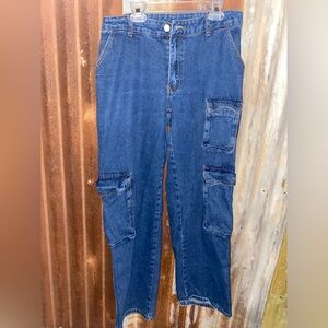 SHEIN Men's unisex Relaxed Fit Blue Cargo Jeans